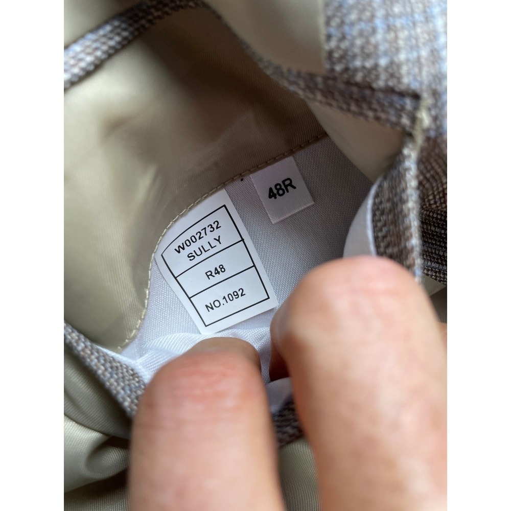 Reda 1865 Wool Blazer Mens 48R Taupe and Blue Made in Italy - Picture 8 of 12